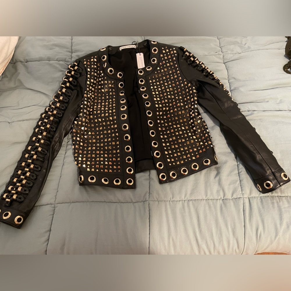 Alice + Olivia Black Kidman Studded Jacket NWT (xs)